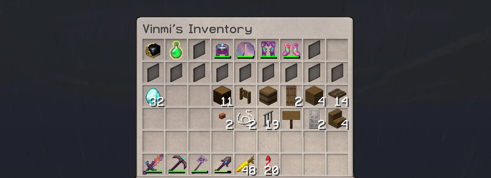 An inventory preview opened from chat