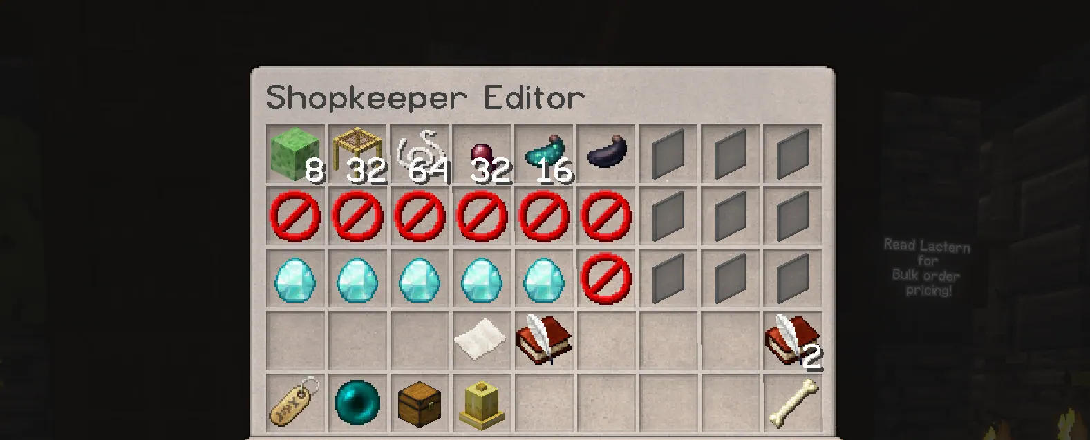 The Shopkeepers editor window